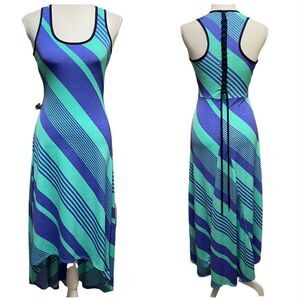 Silvergate Green Purple Striped High-Low Dress SMALL
